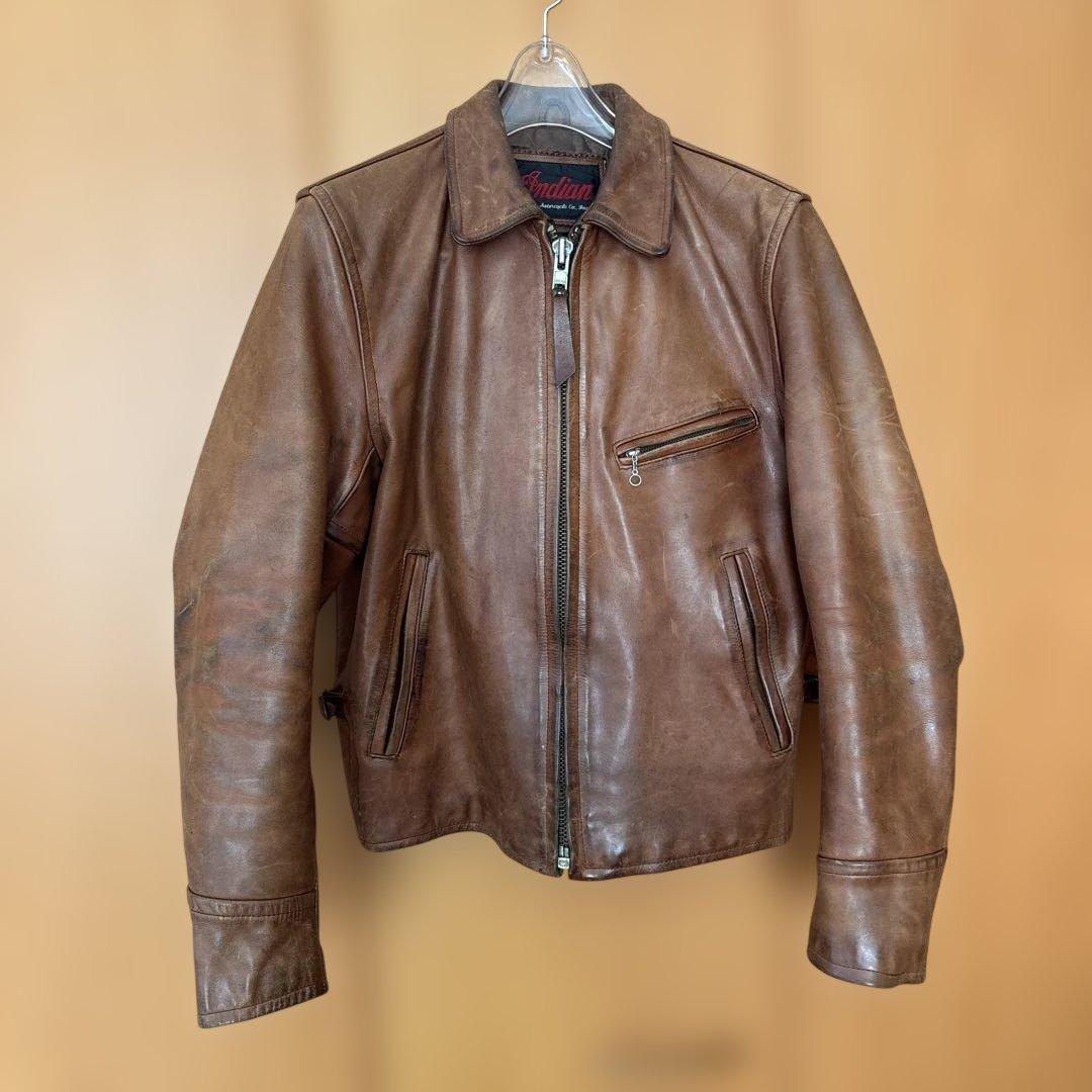 krystal98hh　ブラウンレザー シングルライダースジャケット