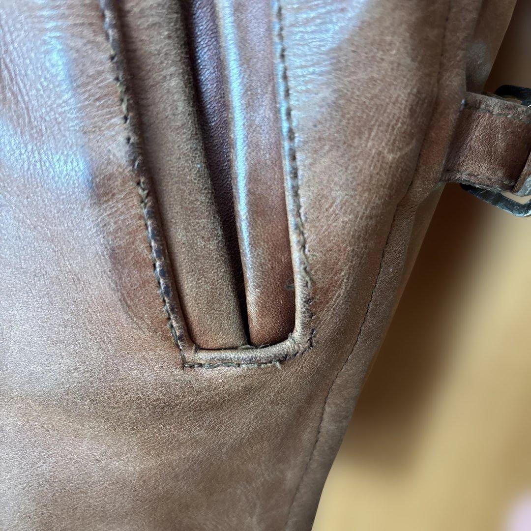 krystal98hh　ブラウンレザー シングルライダースジャケット