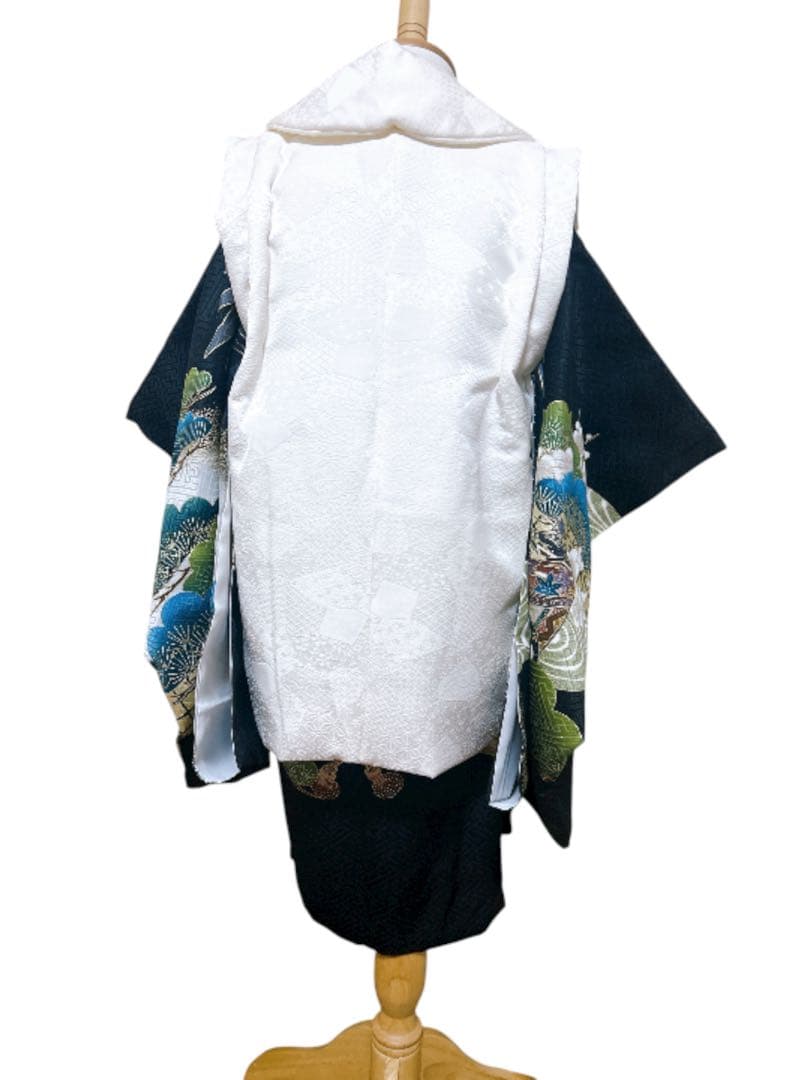 本格正絹♡七五三　3歳　男の子　フルセット　一式　黒系　鷹　被布