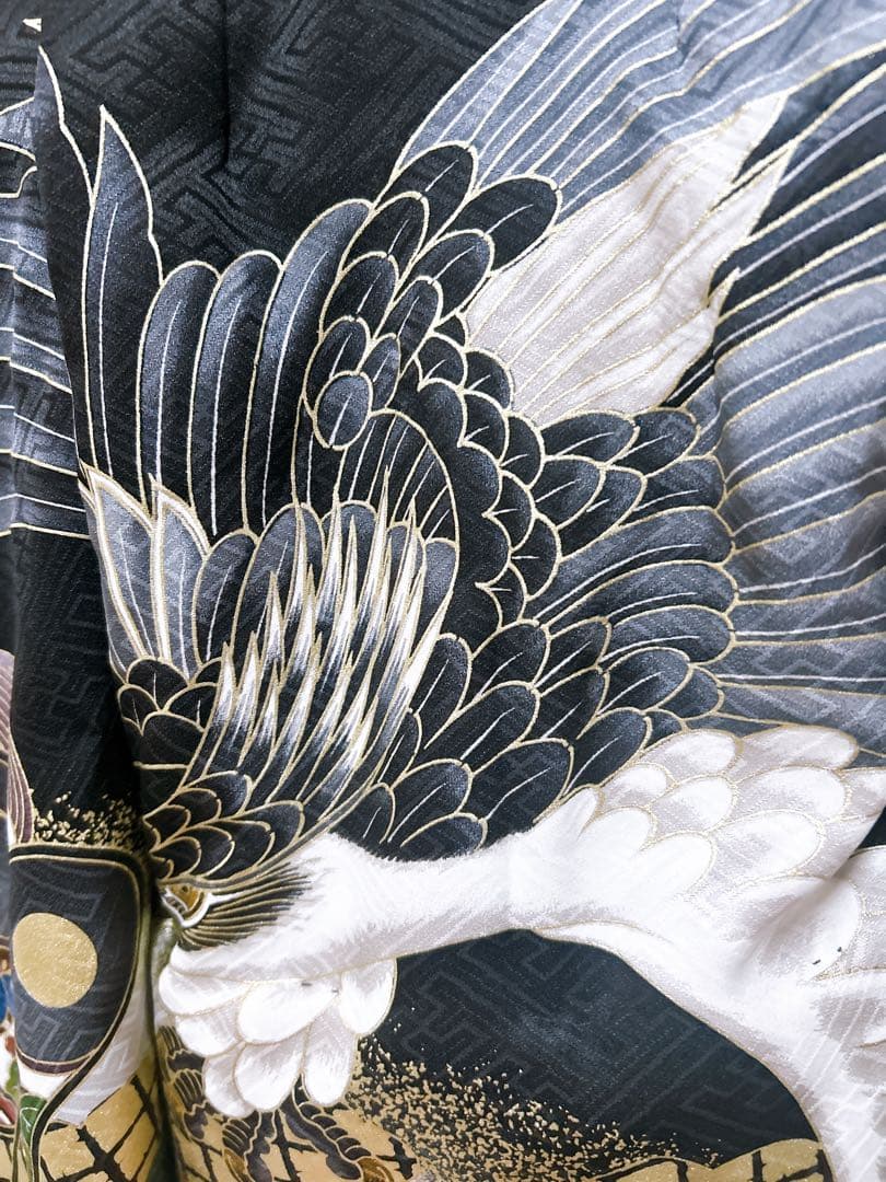 本格正絹♡七五三　3歳　男の子　フルセット　一式　黒系　鷹　被布