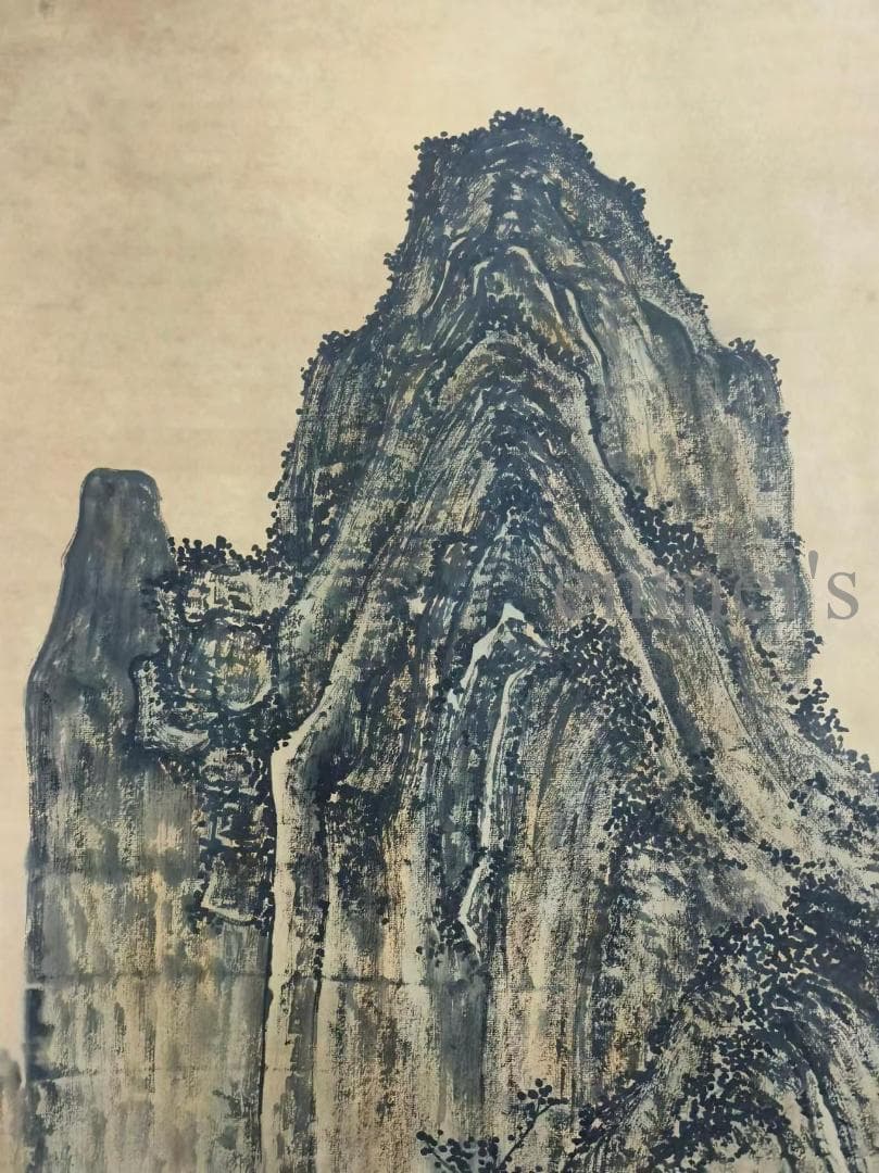 中国古美術 元代 黄公望作款 富春山居図 水墨画 宣紙 六尺山水中堂掛軸 肉筆