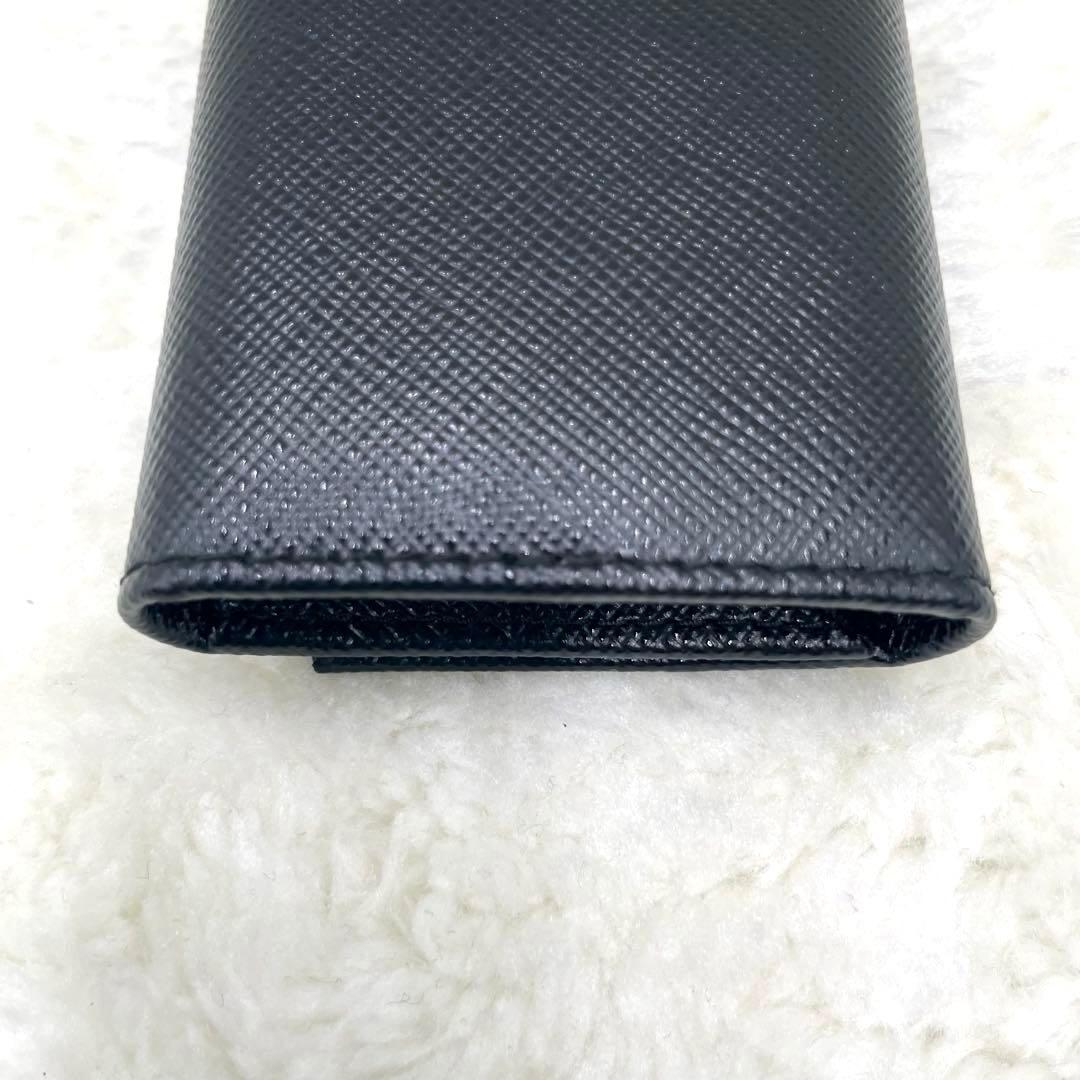 未使用品 PRADA 6連 キーケース 三角ロゴ サフィアーノ 黒 付属品完備