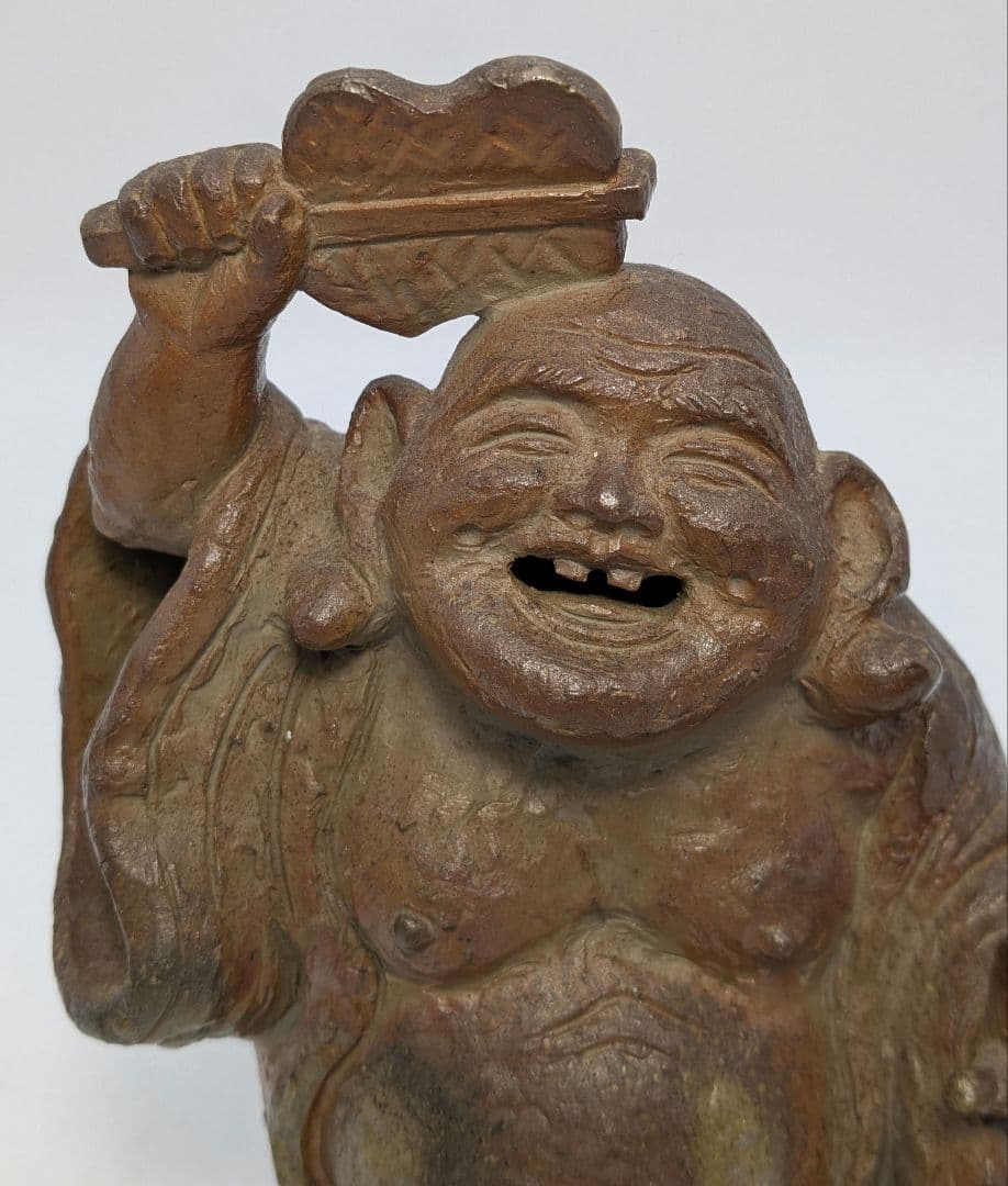 國延昇 備前焼 布袋香炉 合箱合布 踊り布袋 置物 縁起物 七福神 国延昇 香爐