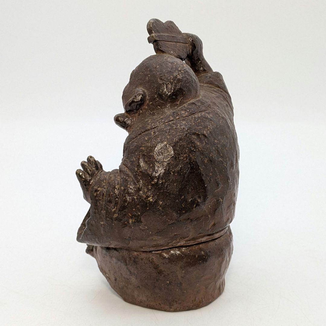 國延昇 備前焼 布袋香炉 合箱合布 踊り布袋 置物 縁起物 七福神 国延昇 香爐