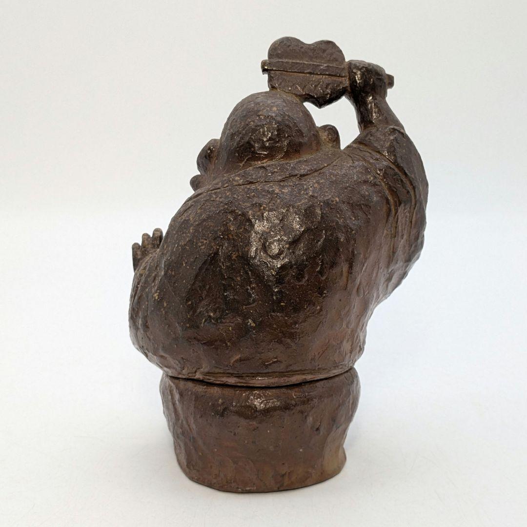 國延昇 備前焼 布袋香炉 合箱合布 踊り布袋 置物 縁起物 七福神 国延昇 香爐