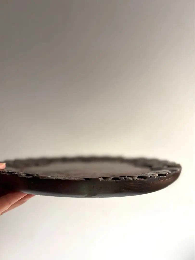 754 ヴィンテージ 軽井沢彫 桜彫 丸盆 大阪屋家具店 金継ぎ 民芸 工芸