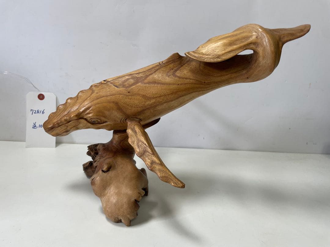 流木工芸 木彫クジラ Whale 彫刻置物《ハンドメイド・一点物・現状品》