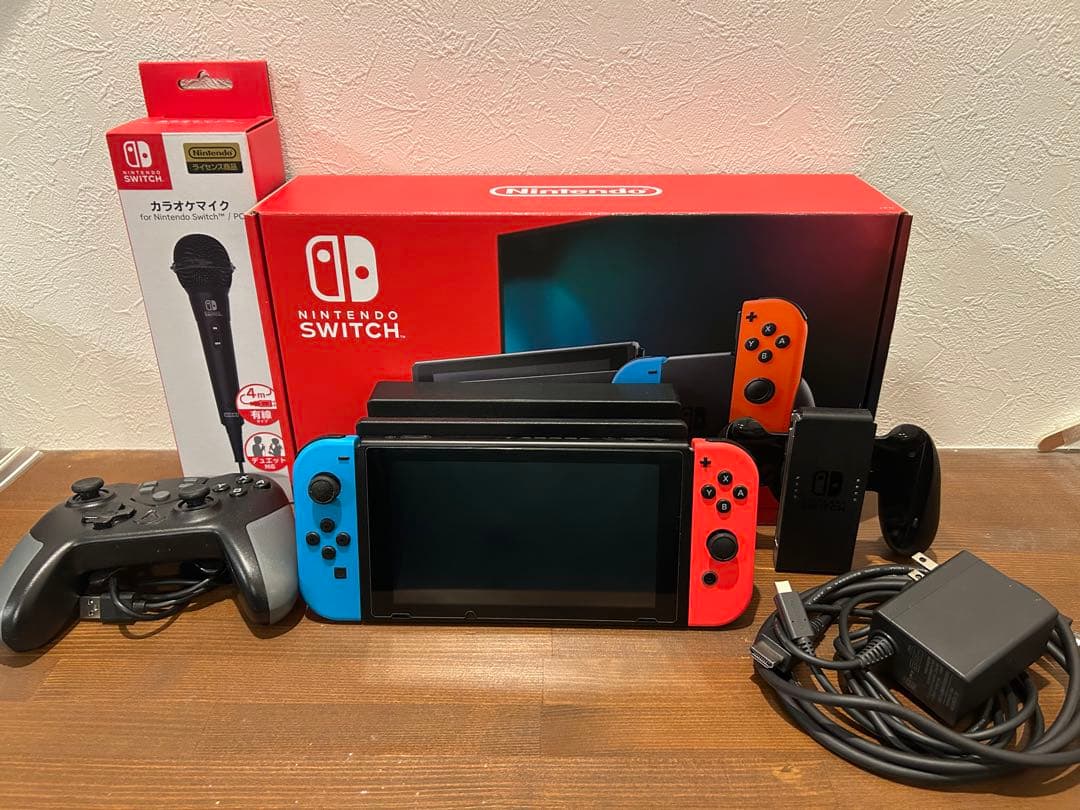 Nintendo Switch 本体 マイク、サードパーティコントローラー付き