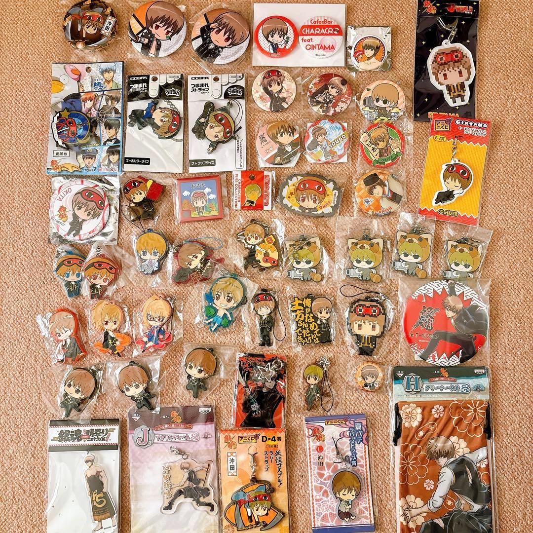 銀魂 沖田総悟 50点セット 缶バッジ アクリルキーホルダー ラバスト