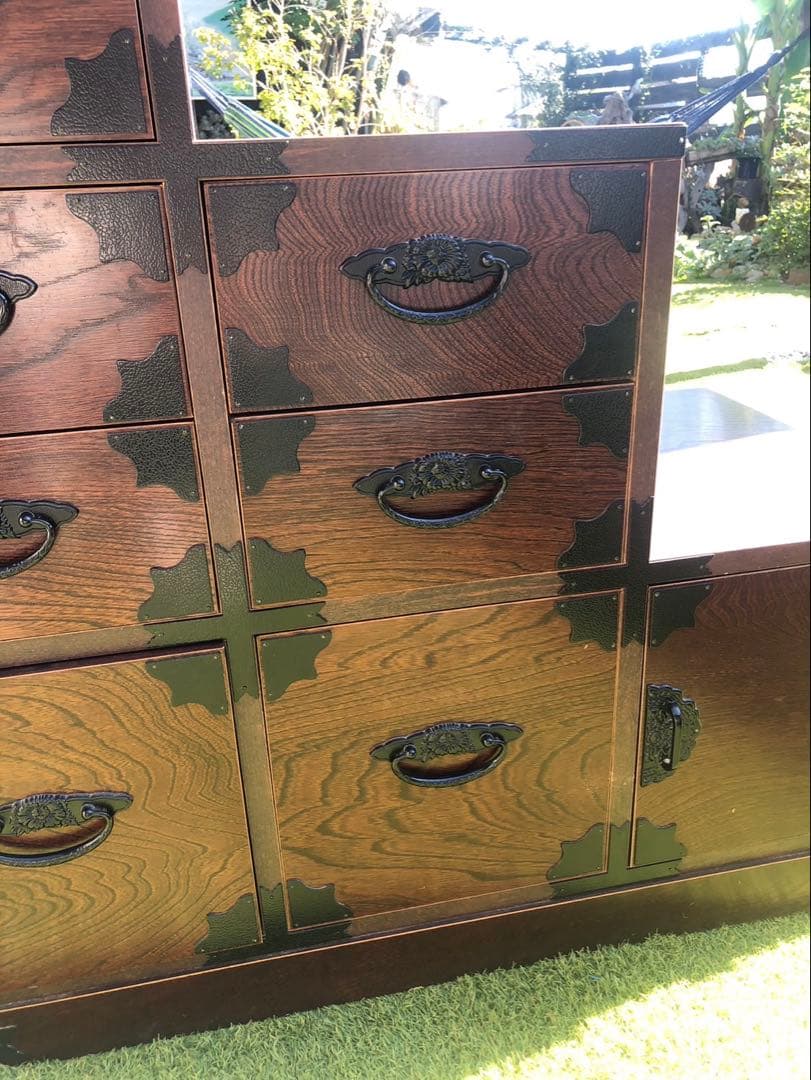 【引取限定　愛知県稲沢市】階段箪笥　和タンス 階段型 6引き出し ダークブラウン