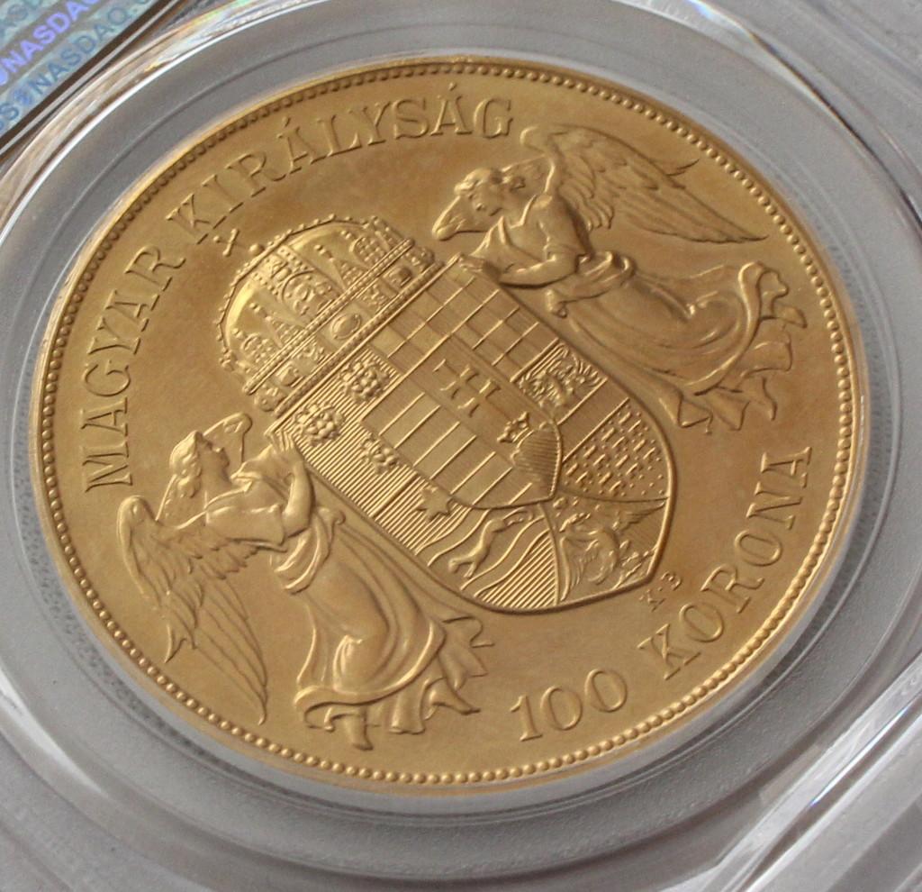 1908年ハンガリー フランツヨーゼフ1世 RS100コロナ PCGS MS66