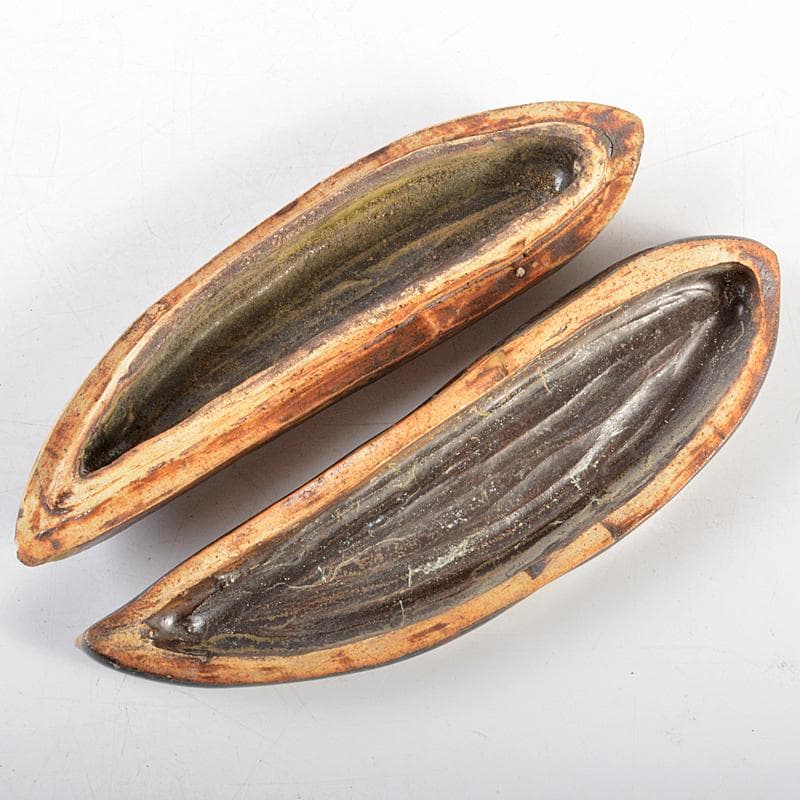 茶道具　瀬戸焼　加藤春二作　竹葉香合　共布共箱　V　R5970