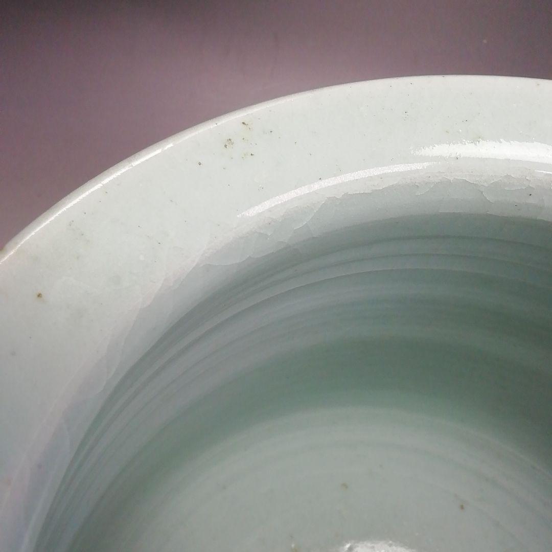 Ｓ３７３　水指　『廣州窯』『花草紋』『塗蓋』　共箱　茶道具