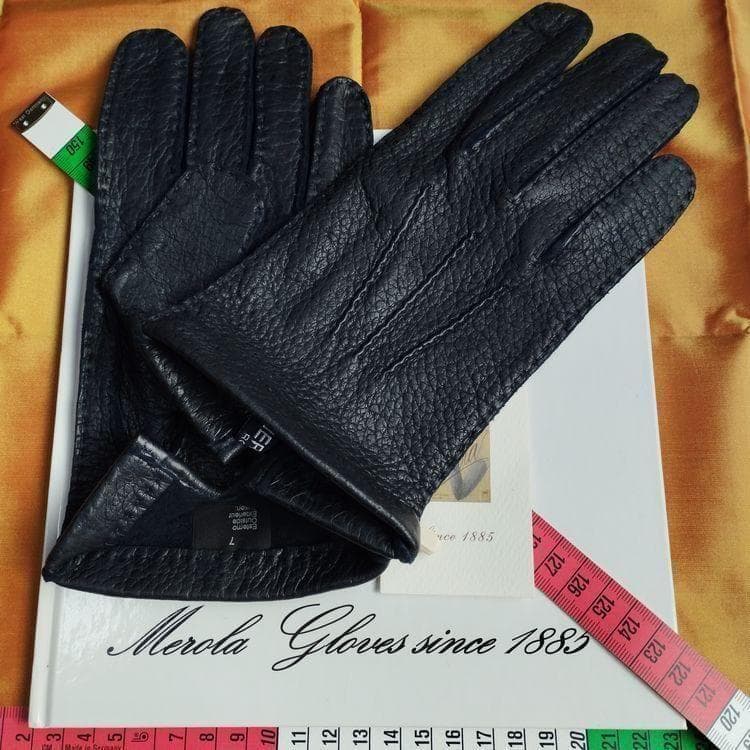 値下げ メローラ ペッカリー紺 ライニングなし 革手袋 グローブ MEROLA