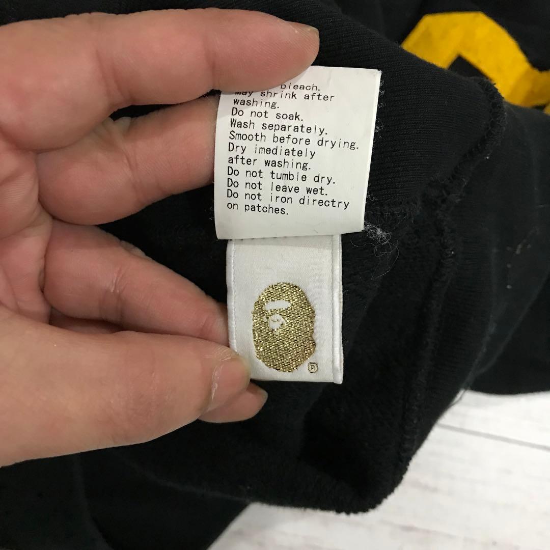 A BATHING APE ビッグロゴ スウェット パーカー 希少 黒黄 Ｌ