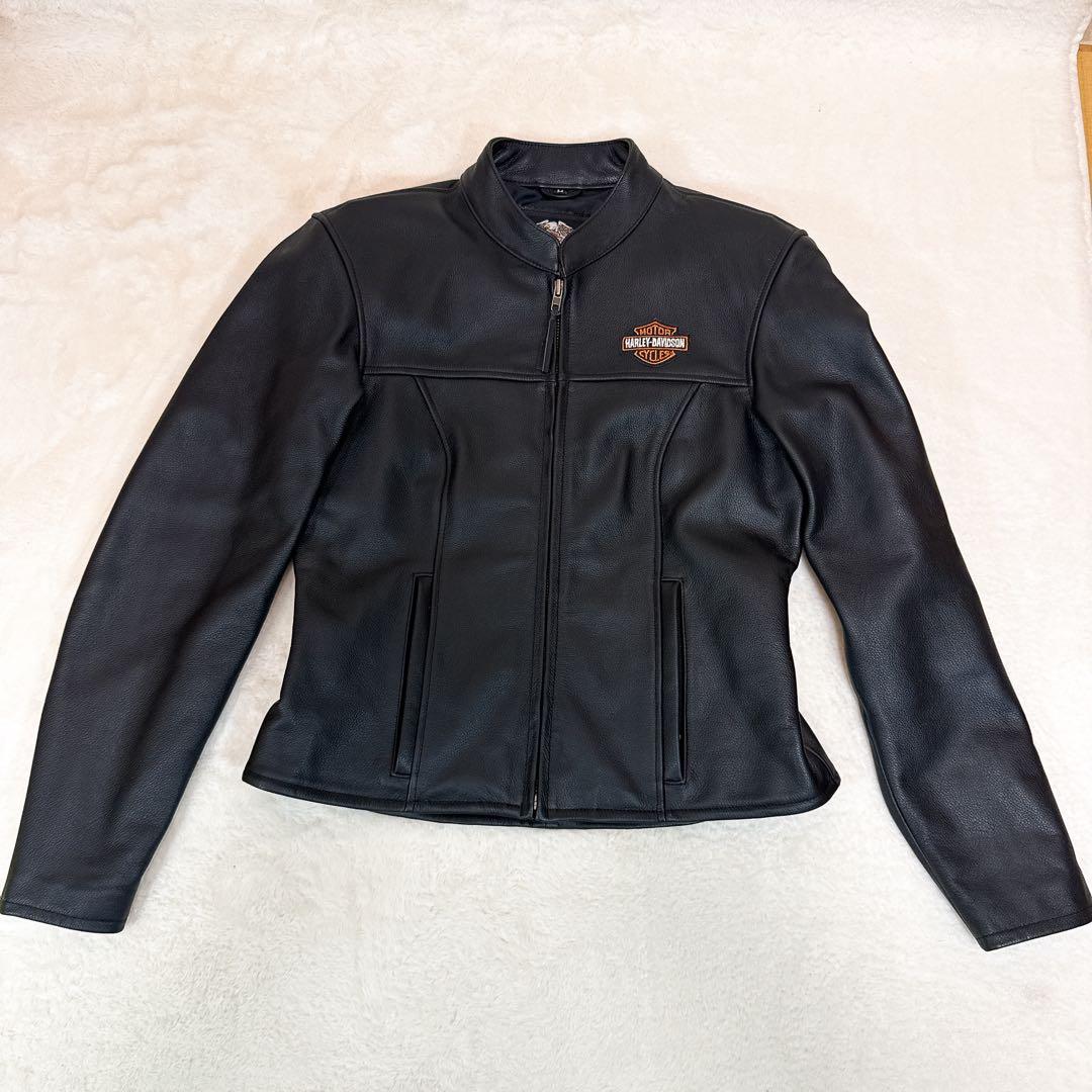 極美品✨ ハーレーダビッドソン シングル ライダース M相当 レザー シボ革 黒