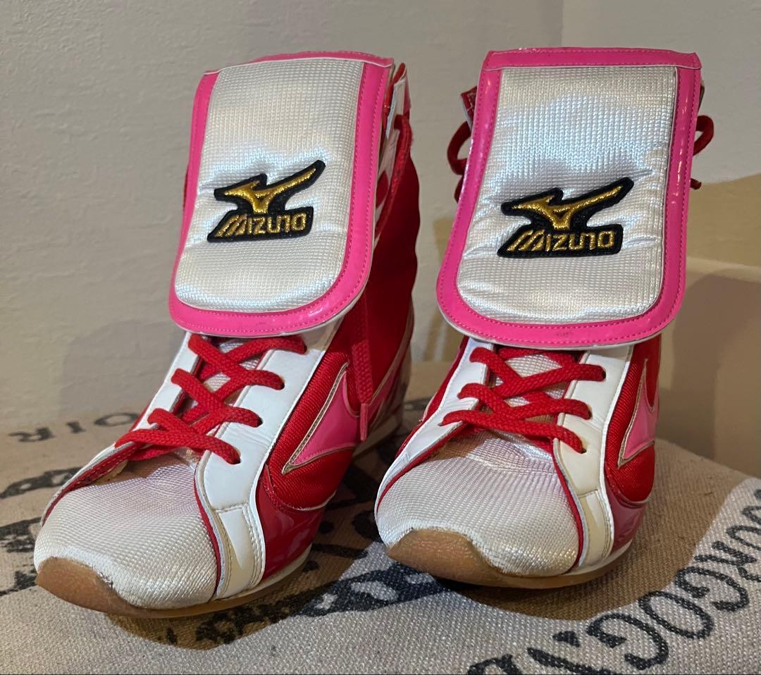 【最終価格】ミズノ　ボクシングシューズ 25cm 赤/白/ピンク　MIZUNO