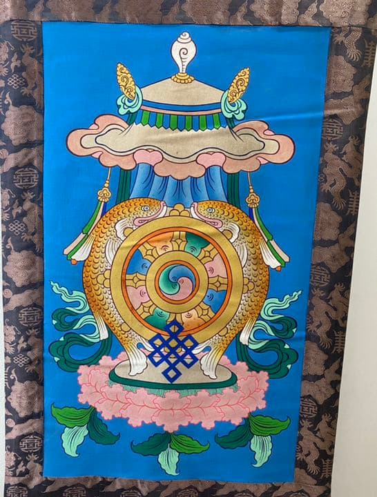 八吉祥の掛け軸　チベット　仏画