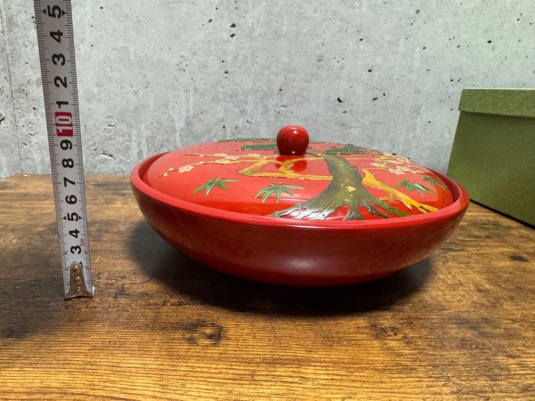 琉球漆器 丸型菓子器 松竹梅 ほぼ未使用