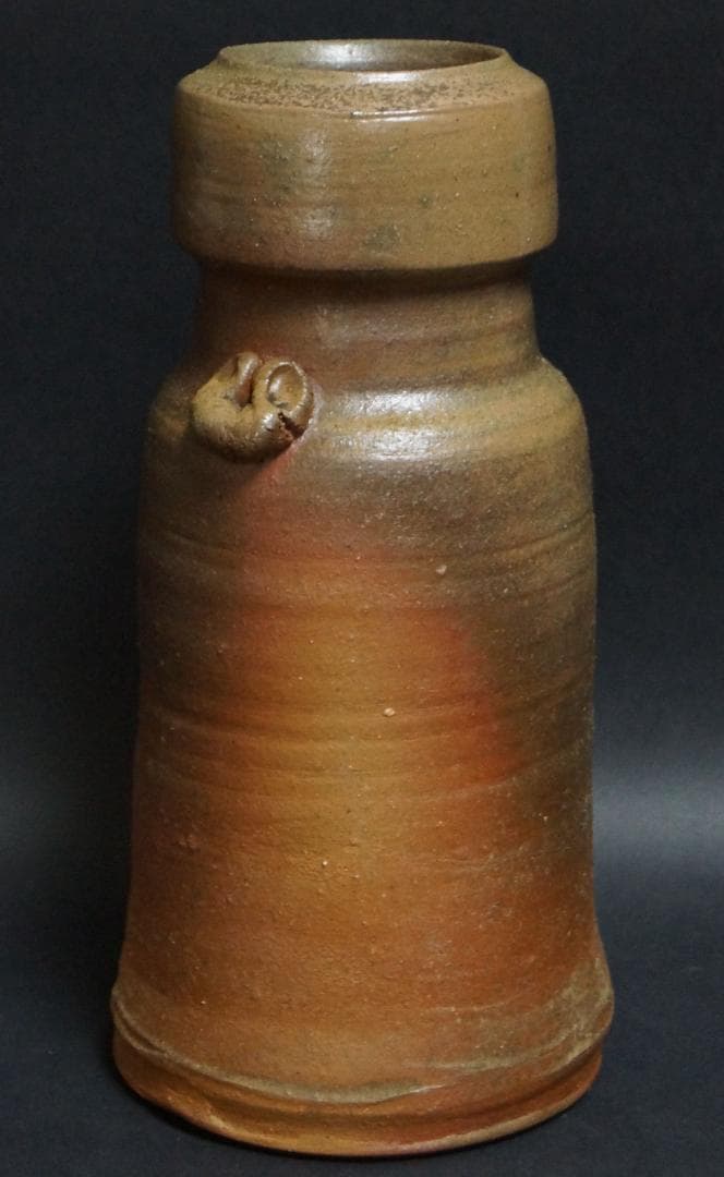 茶道具 備前焼 小林良巳造 耳付花入 窯変 花瓶 飾壺 共箱 / 花器 茶道具