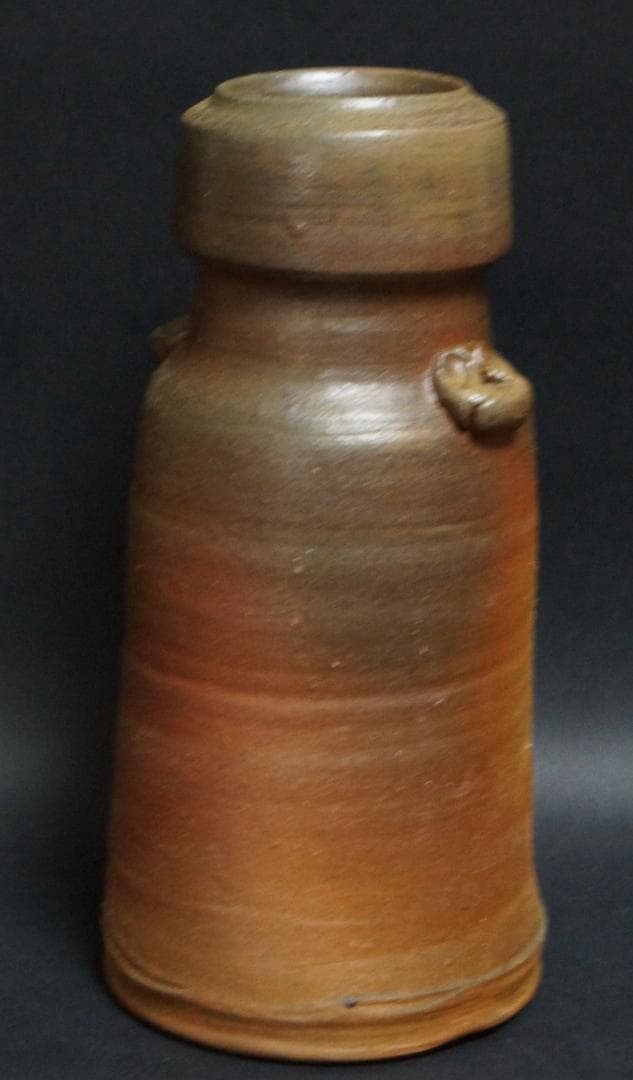 茶道具 備前焼 小林良巳造 耳付花入 窯変 花瓶 飾壺 共箱 / 花器 茶道具