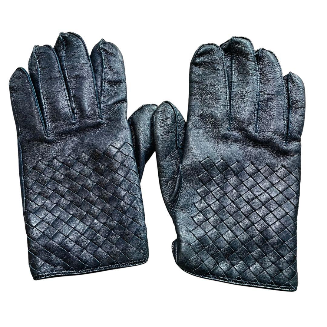 BOTTEGA VENETA 手袋 75 レザー ブラック メンズ