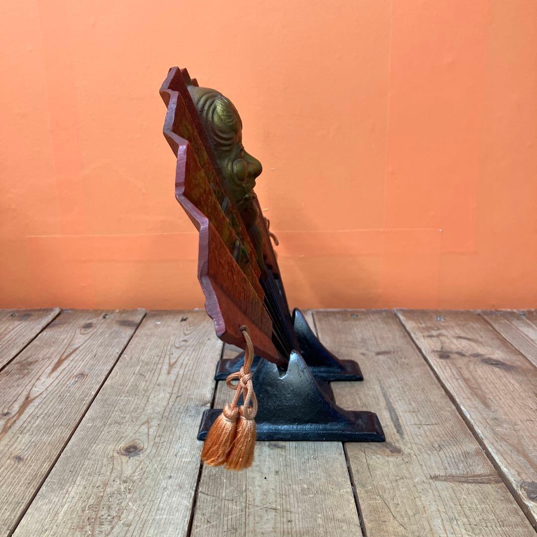 3階 南部鉄器 鉄製 飾り扇 扇子 翁 能面 縁起物 招福 和モダン 和風インテ