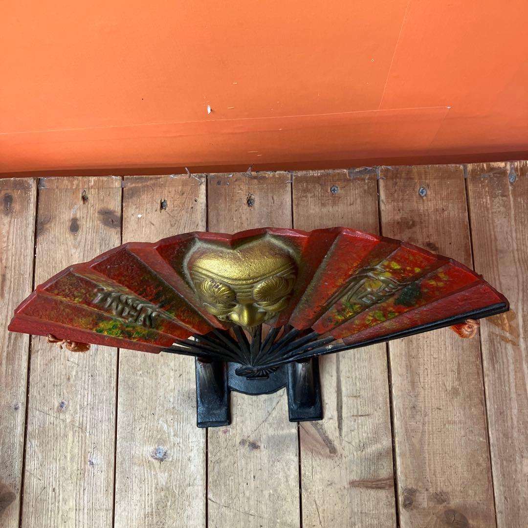 3階 南部鉄器 鉄製 飾り扇 扇子 翁 能面 縁起物 招福 和モダン 和風インテ