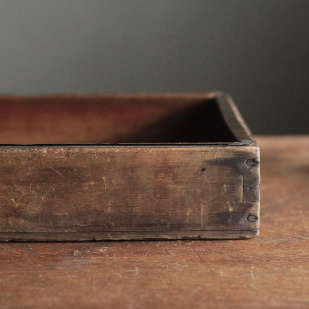 古い 内側銅張 木の トレイ トレー 箱 古道具 アンティーク