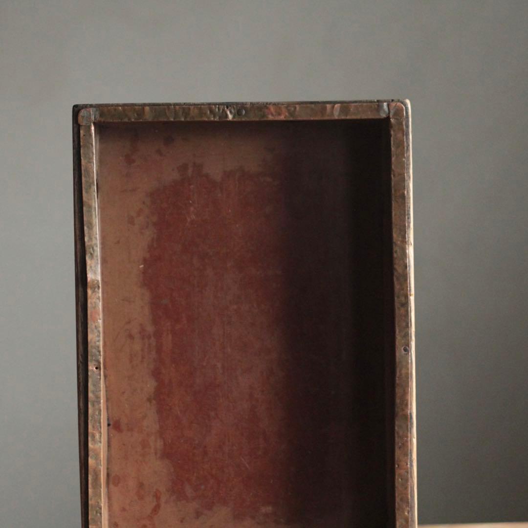 古い 内側銅張 木の トレイ トレー 箱 古道具 アンティーク