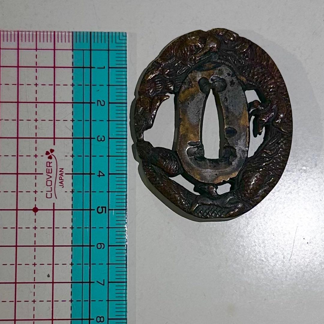 日本刀装具　短刀鐔　一匹龍　黄銅