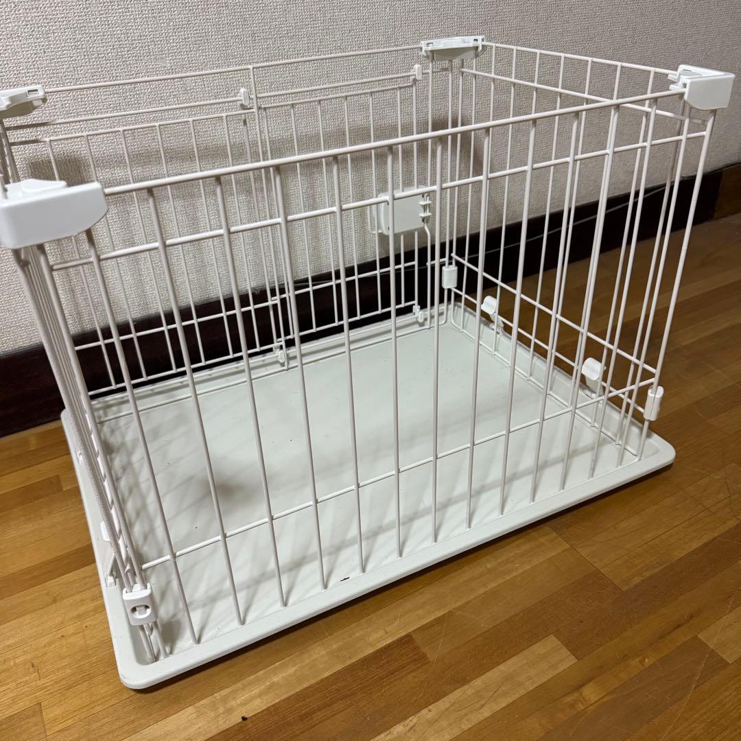 ペット用ケージ 犬用 サークル ホワイト トレー付き 室内用