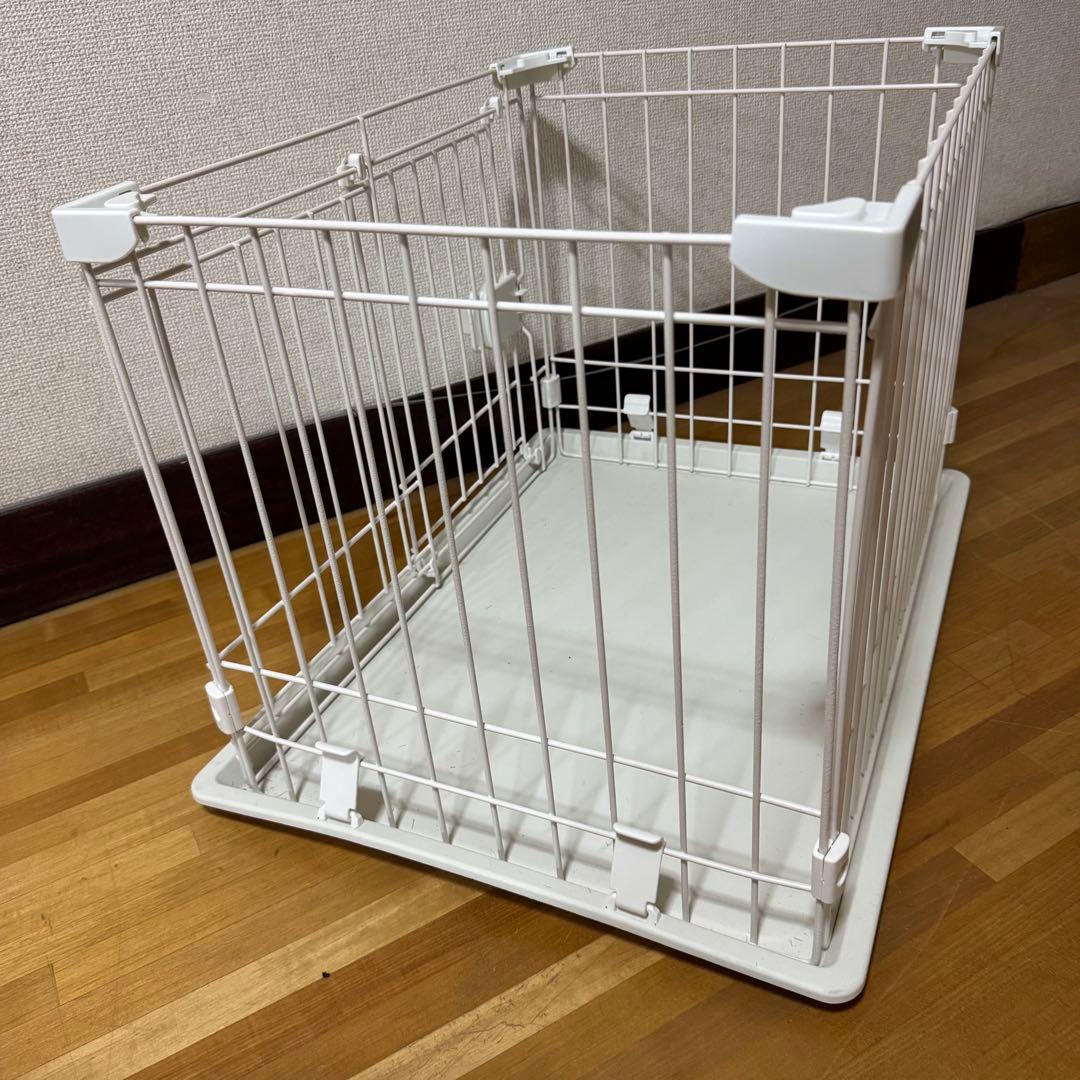 ペット用ケージ 犬用 サークル ホワイト トレー付き 室内用