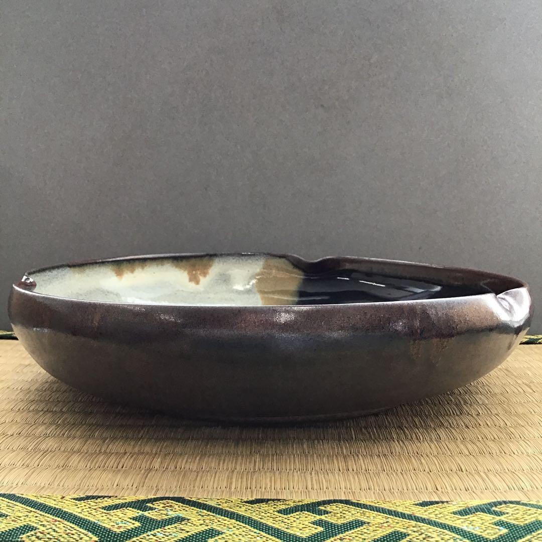 茶道具 菓子噐 高取掛分皿 鬼丸雪山窯 初代 鬼丸雪山 作 Ｎ147KT