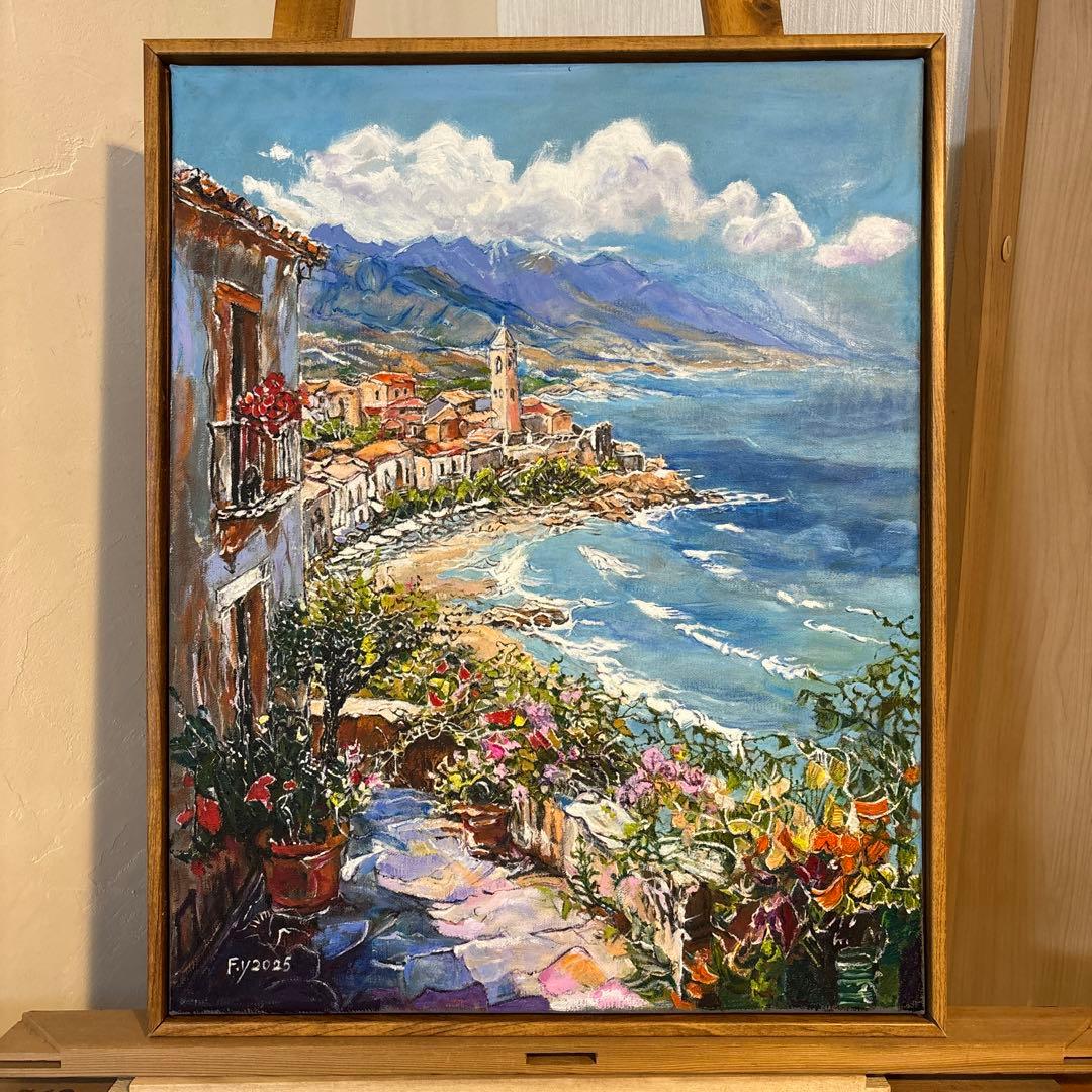 夏た〜海景色。40＊50绘框つき