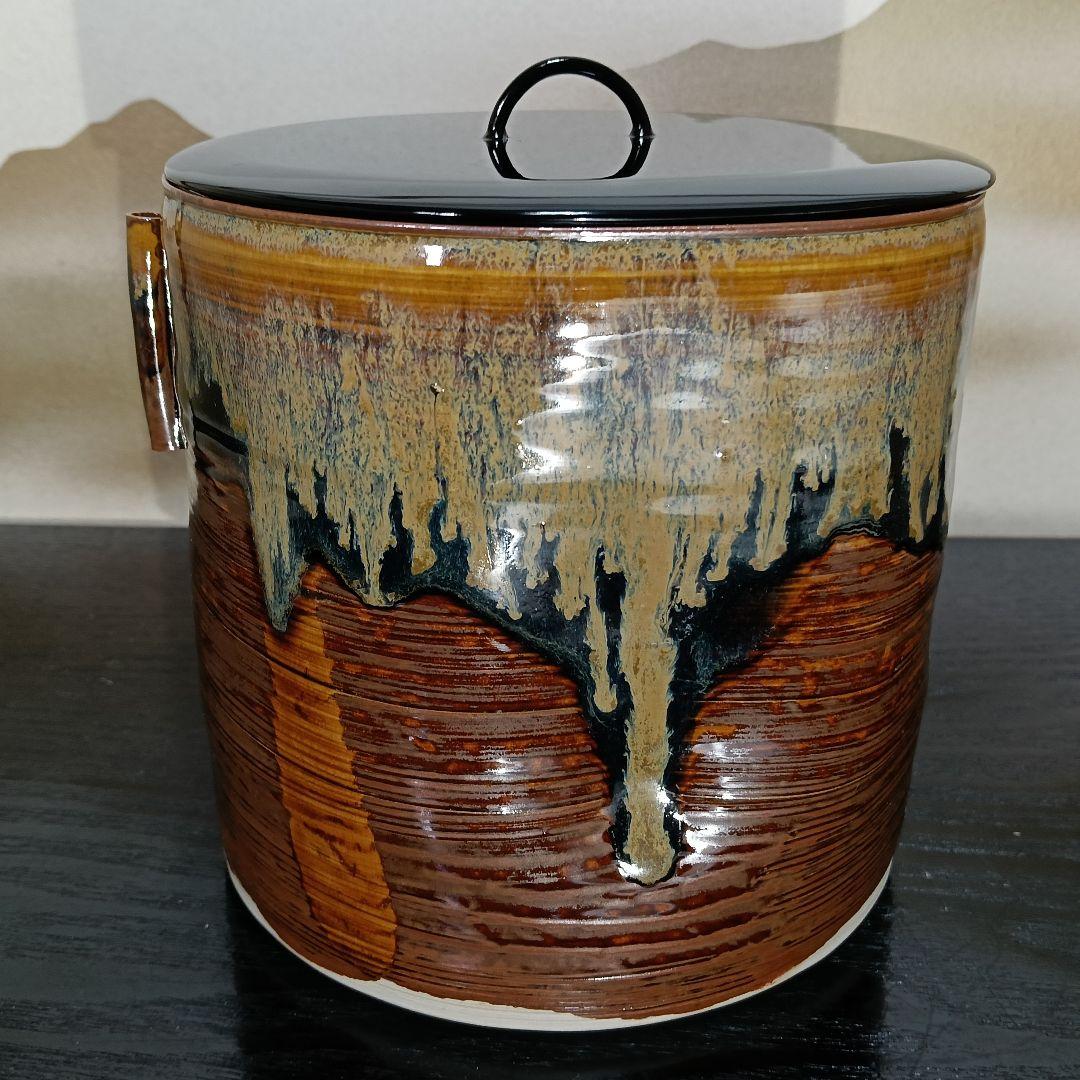 AN81 高取 亀井楽山造 鵬雲斎書付 管耳 水指 陶歴 共箱外箱未使用