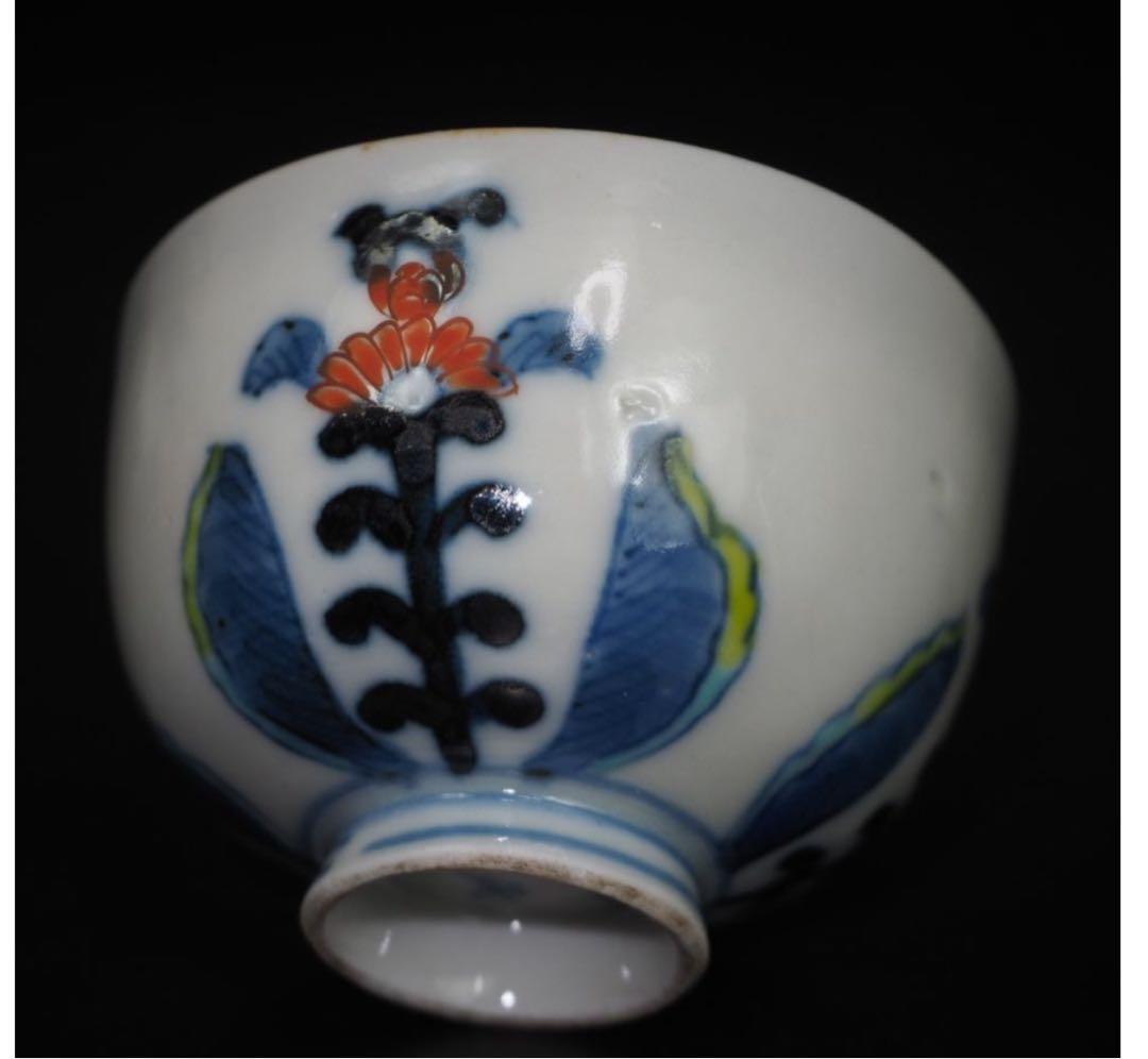 送料無料　江戸時代『成化年製』豆彩煎茶碗５客