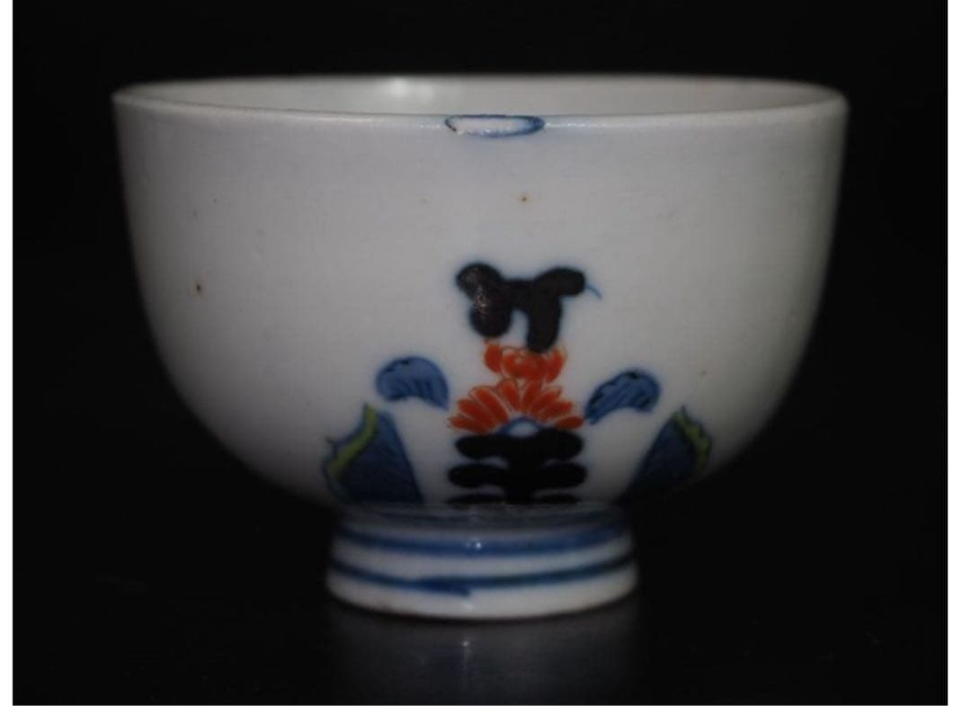 送料無料　江戸時代『成化年製』豆彩煎茶碗５客