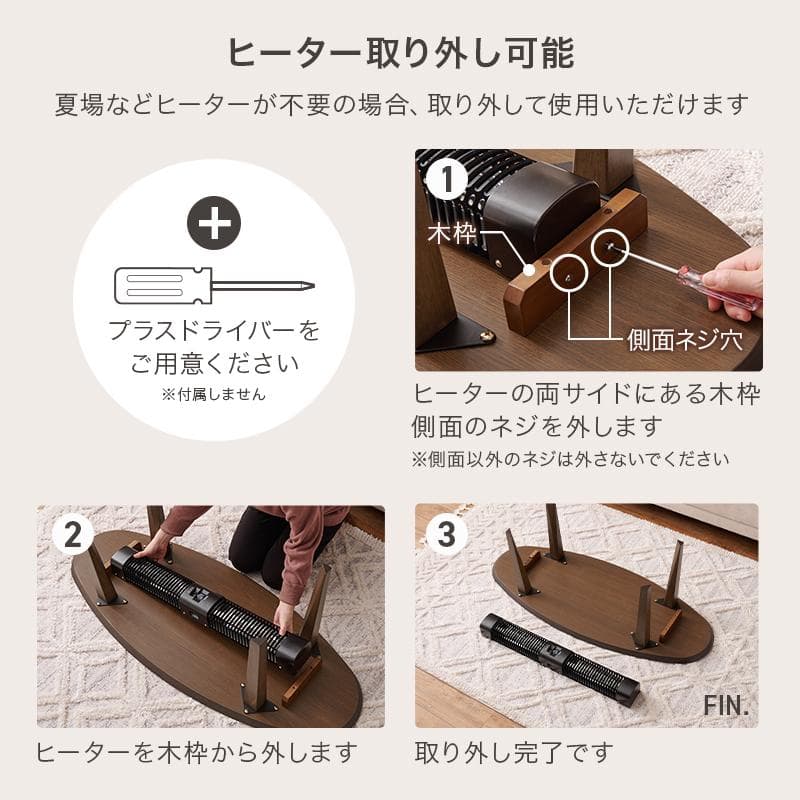 【新品・未使用】　　布団レスコタツ　こたつ　テーブル　リヒト120