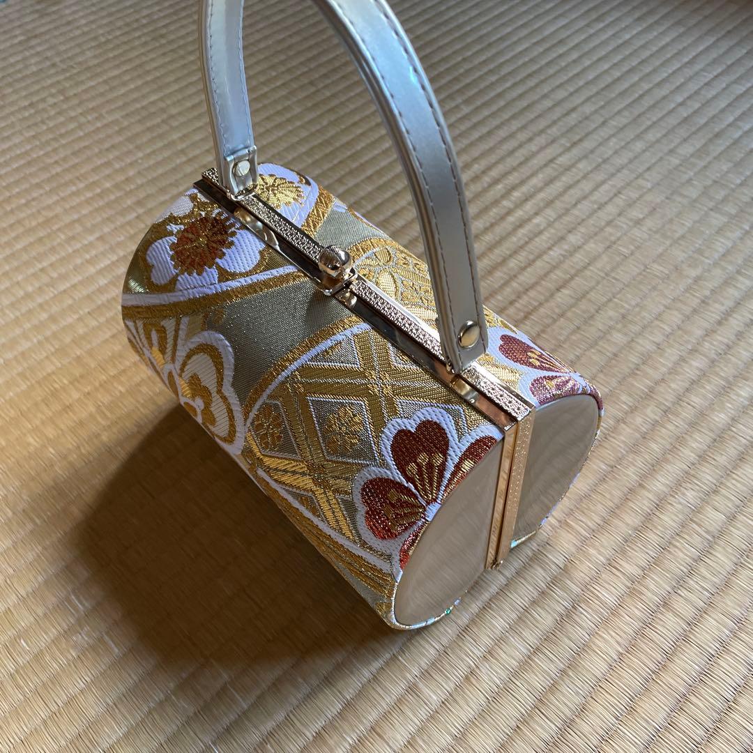 草履バッグセット 振袖用 帯地 ゴールド 古典 フリーサイズ w49-1