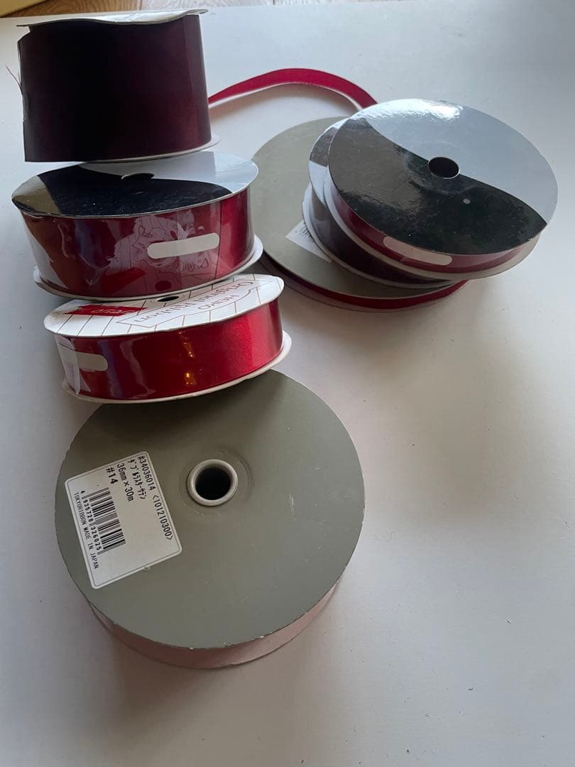 【3万円相当！】高級　サテンリボン　レッド　ボルドー　新品含む 7巻セット