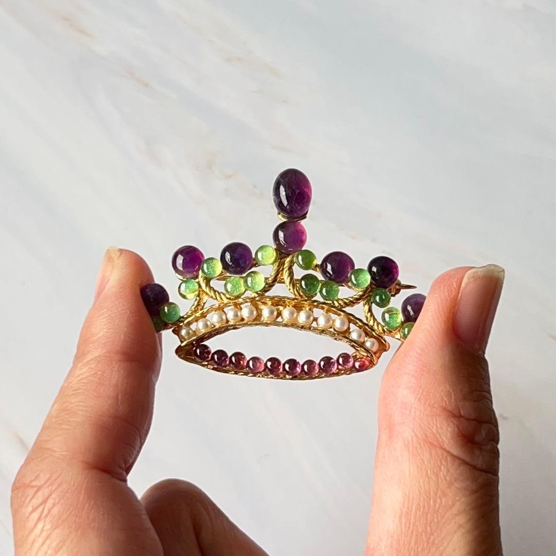 【Swoboda】スワボダ　ブローチ　王冠　クラウン　ティアラ　アメジスト