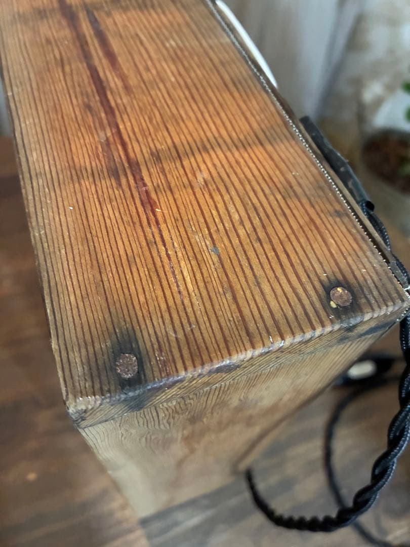 古道具 ライト 置き型 照明 古材 シャビー 木箱 漏斗 古雑貨