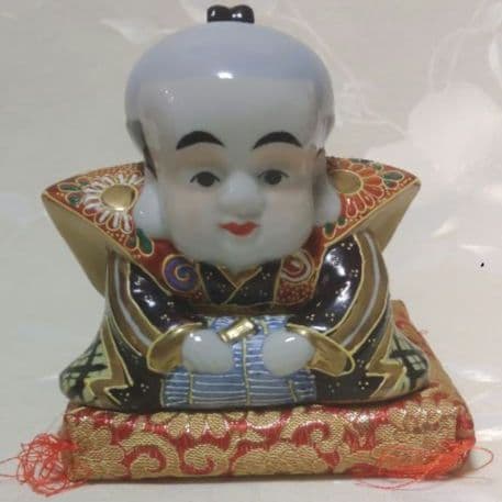 福助人形　九谷焼　在銘　金彩　陶器製　ミ10