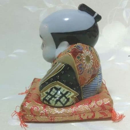 福助人形　九谷焼　在銘　金彩　陶器製　ミ10