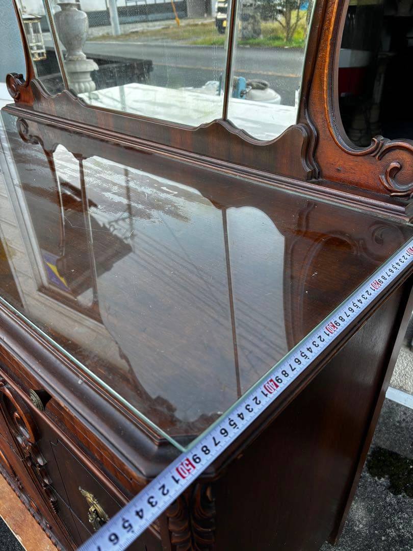 アンティーク　キャビネット　ドレッサー　ミラーバックサイドボード