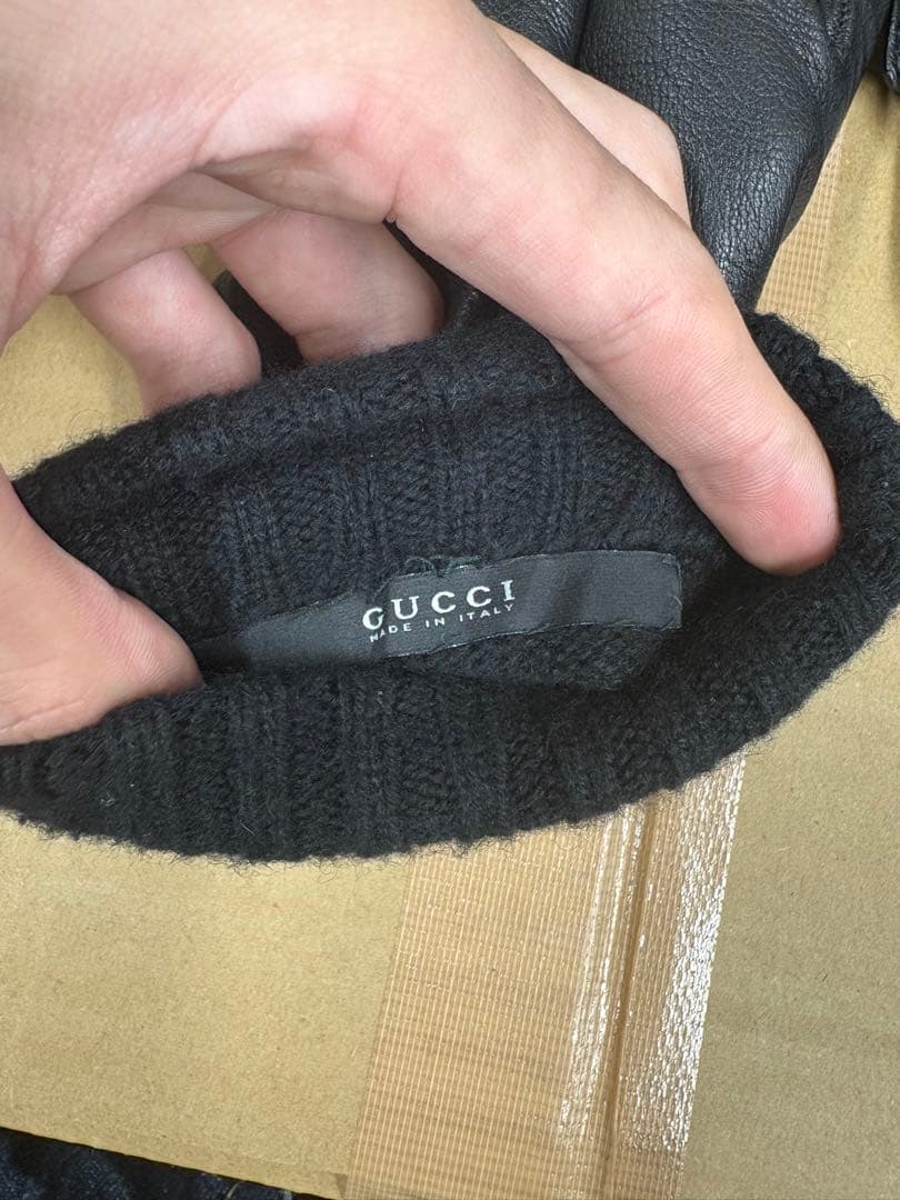 GUCCI レザーグローブ カシミヤ100% 裏地 総カシミヤ イタリア製