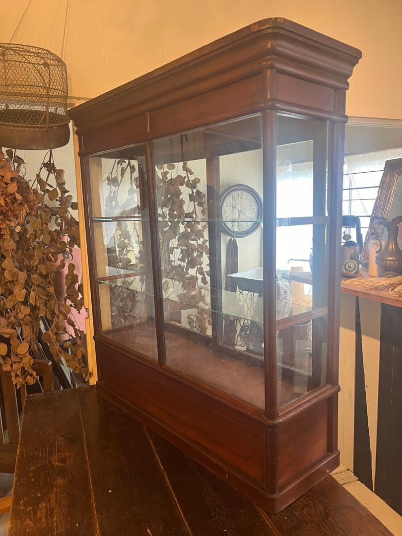 引き取り限定✰古いガラスショーケースキャビネットアンティークヴィンテージ店舗什器