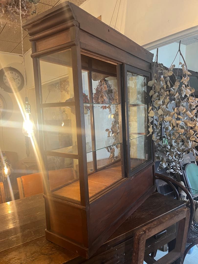 引き取り限定✰古いガラスショーケースキャビネットアンティークヴィンテージ店舗什器