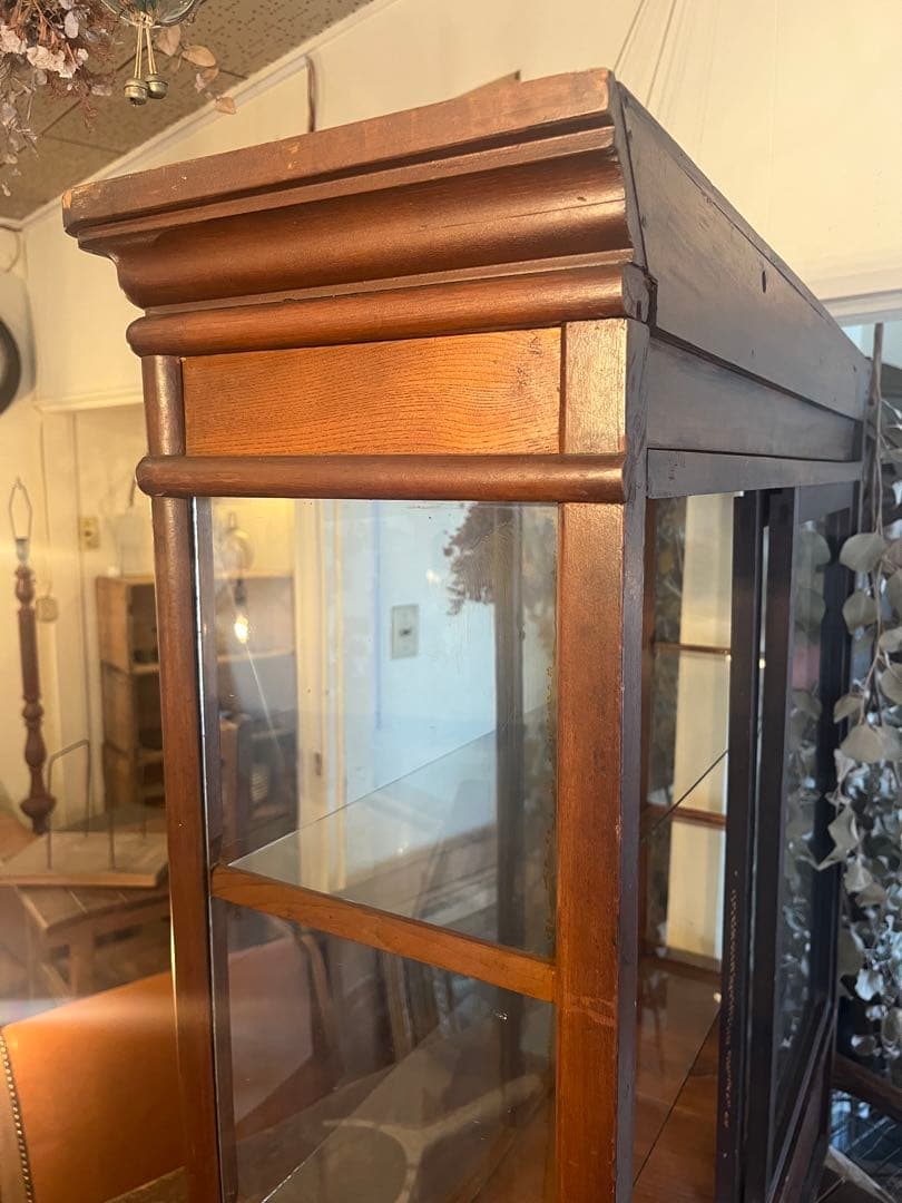 引き取り限定✰古いガラスショーケースキャビネットアンティークヴィンテージ店舗什器
